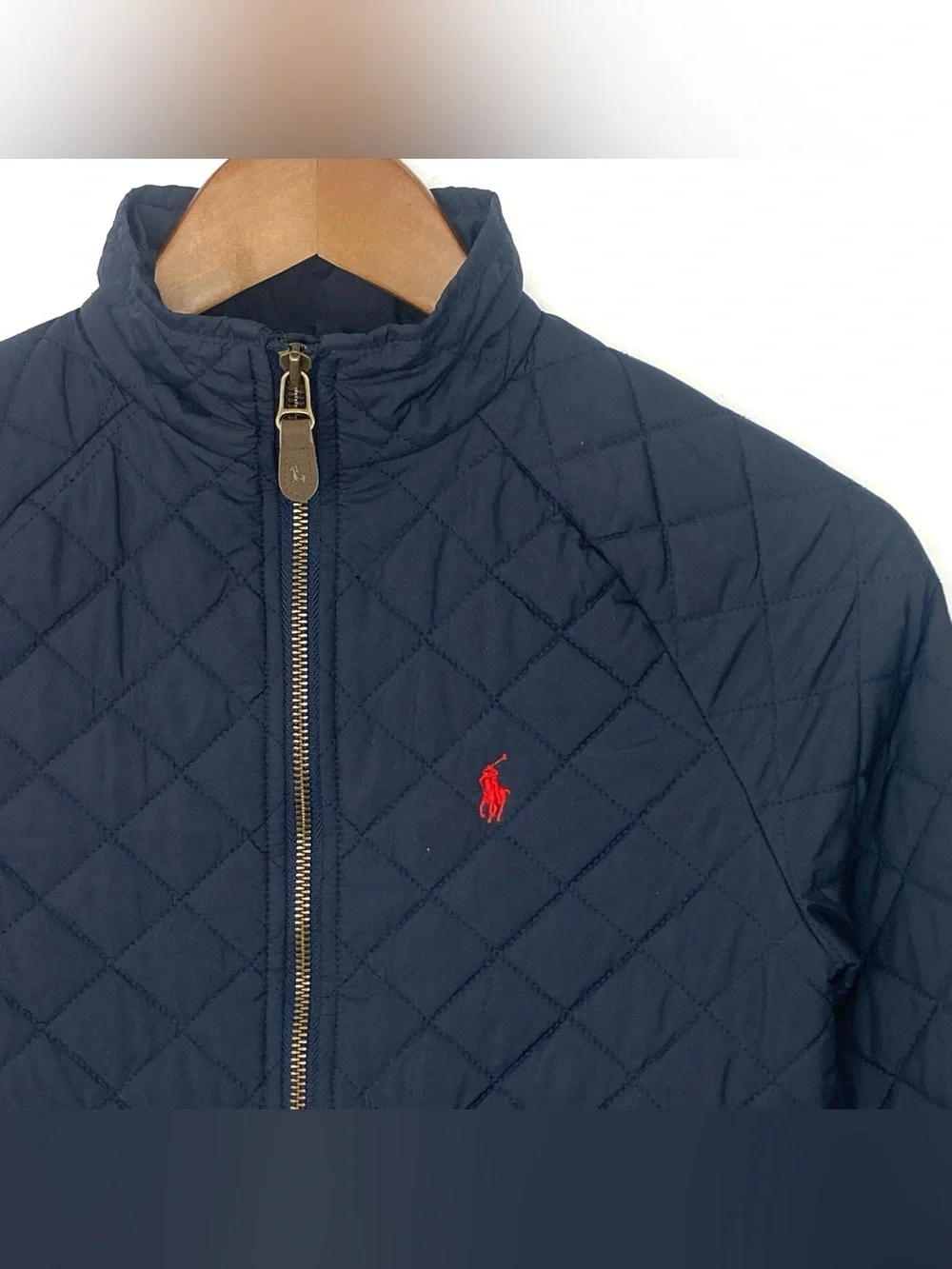 Polo Ralph Lauren Navy Blue Quilted Puffer Jacket Embroidered Logo Size Small 8